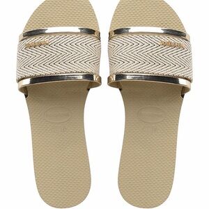 Havaianas Beige and Gold Women's Sandals